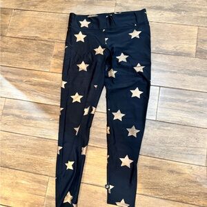 Terez Black Leggings with Gold Star Pattern